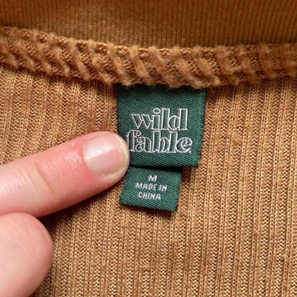 Wild Fable Light Brown Ribbed Collared Crop Top – Size M - Picture 5 of 5